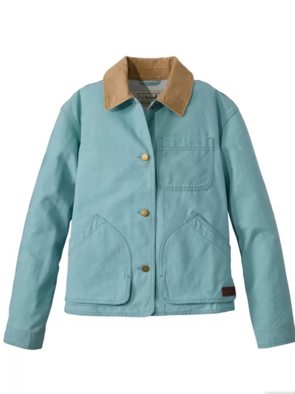 L.L. Bean Oyster Blue Canvas Field Jacket with Corduroy Collar XL